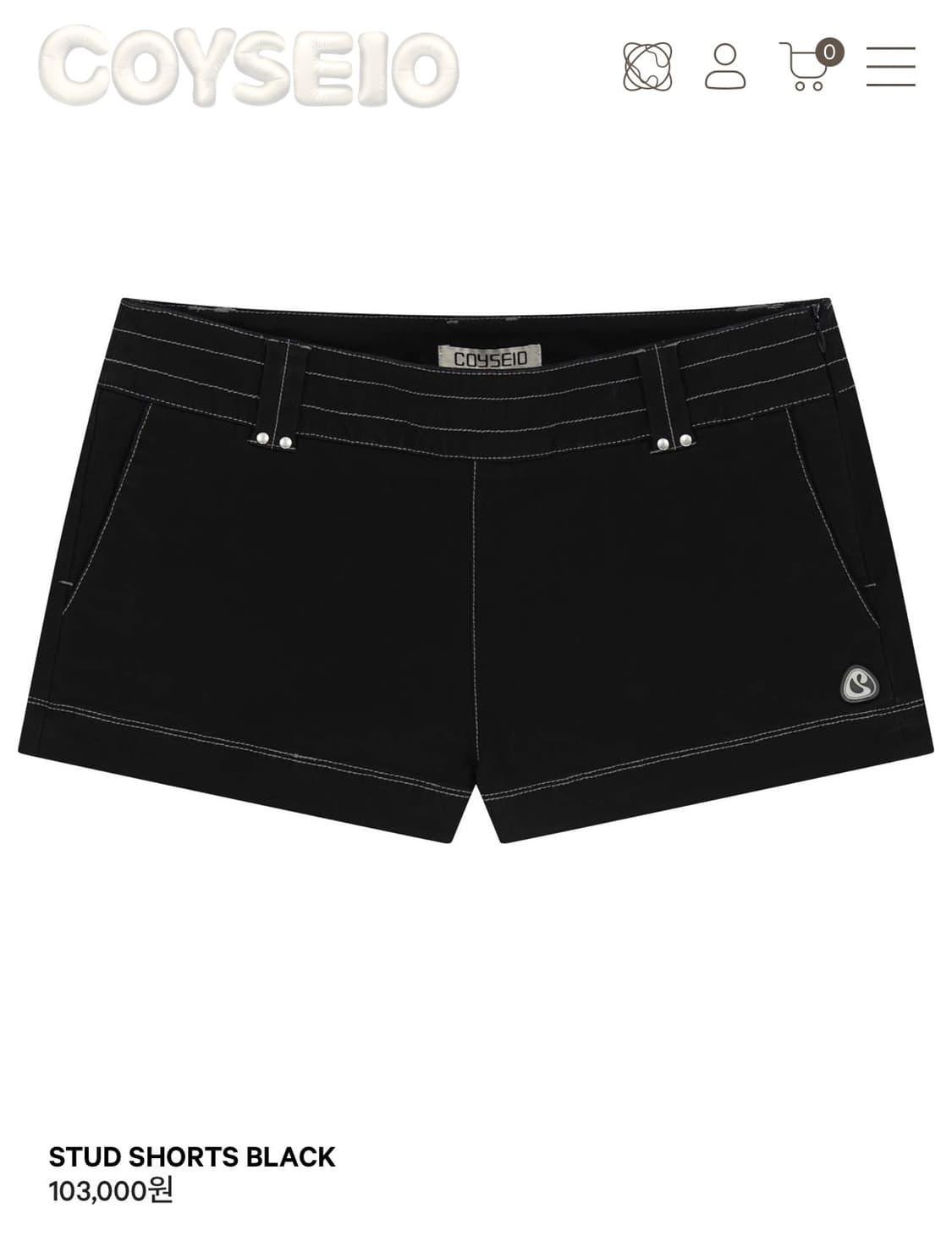 코이세이오 STUD SHORTS BLACK 상품이미지1