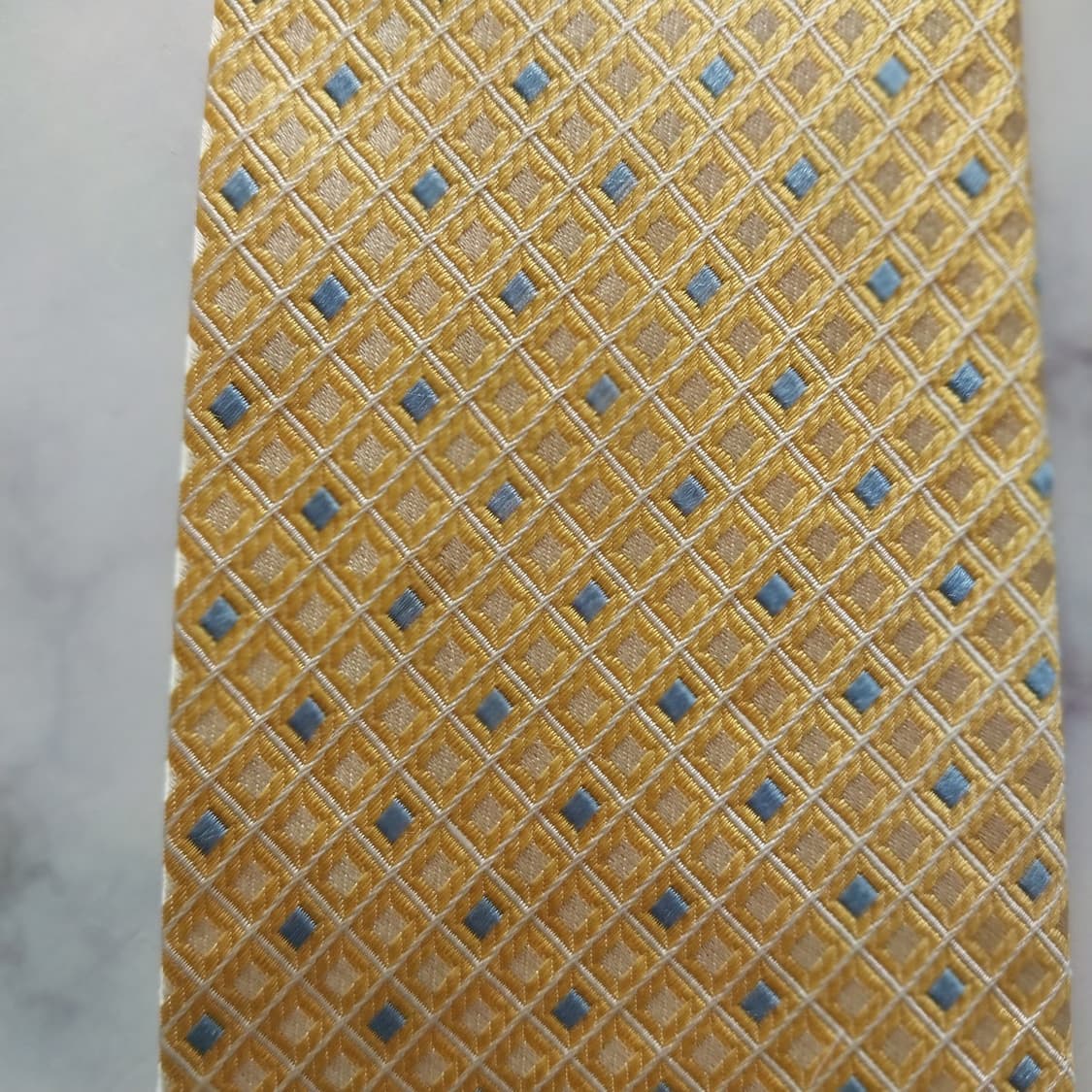 베르사체 실크 옐로 다이아 패턴 넥타이 8.9cm A-~B등급 K1390 상품이미지9