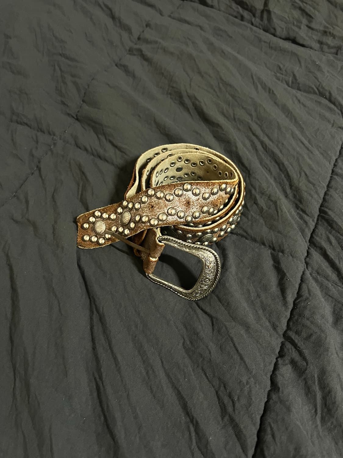 VTG CONCHO STUD LEATHER BELT 상품이미지1