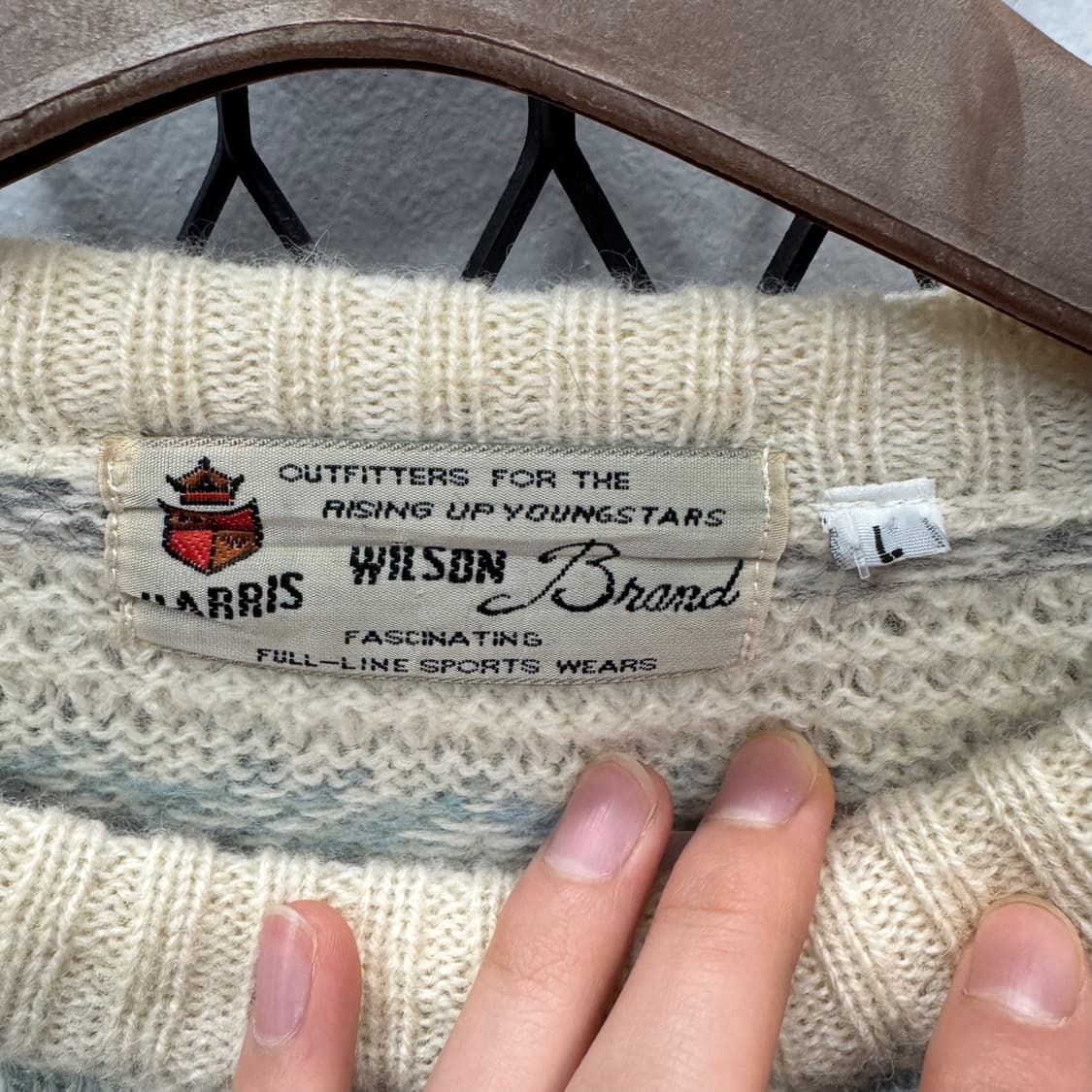 USA VTG 노르딕 패턴 울 니트 스웨터 루즈핏 아이보리 상품이미지5