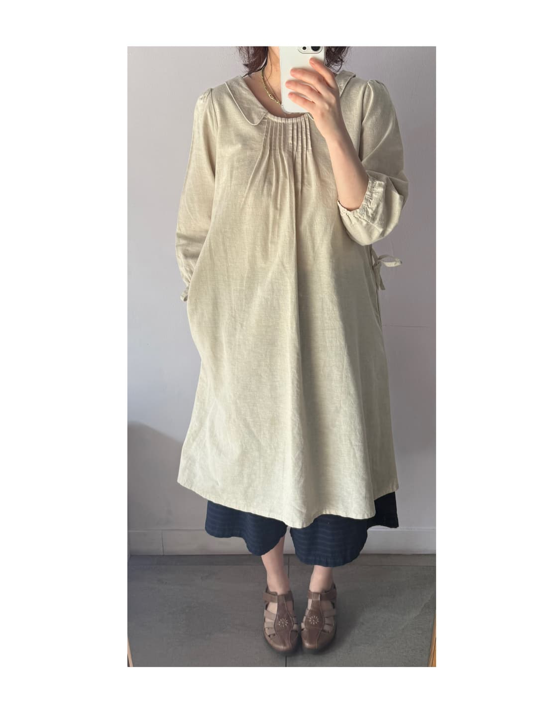 일본빈티지/ 코튼린넨 둥근카라원피스  상품이미지3
