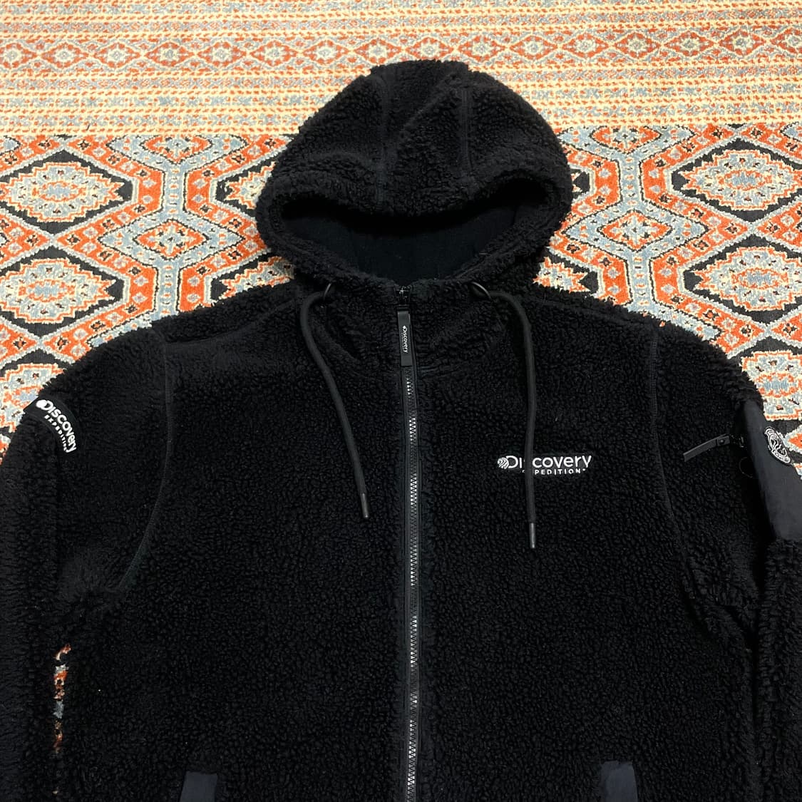 디스커버리 블랙 플리스 후드집업 남성L 상품이미지2