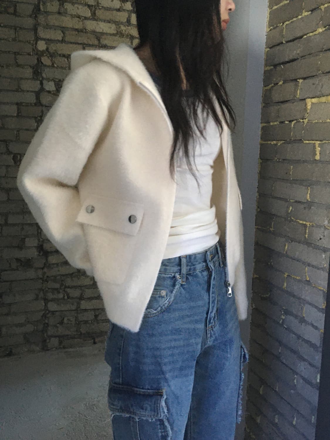 미엔느 mienne 하디 헤어리 후드 니트집업 상품이미지8