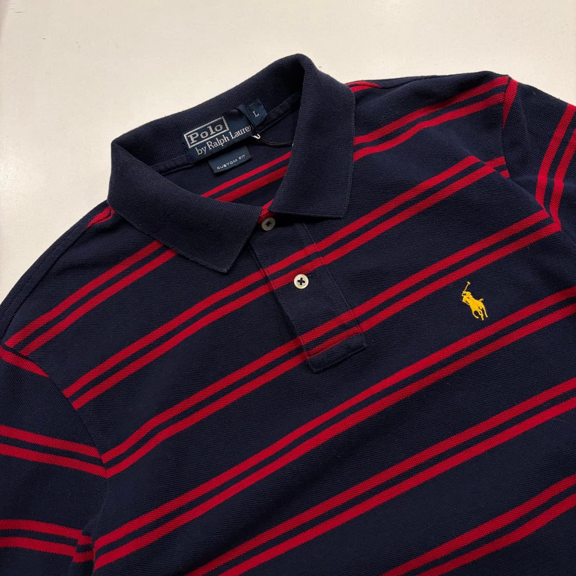 [L] 폴로 랄프로렌 스트라이프 커스텀핏 긴팔 카라티 C201 상품이미지3