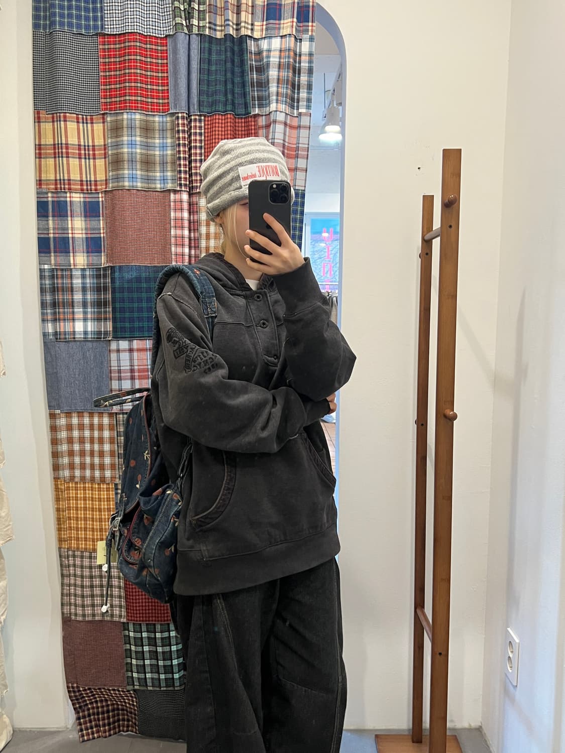 폴로 차콜 기모 후드티 상품이미지2