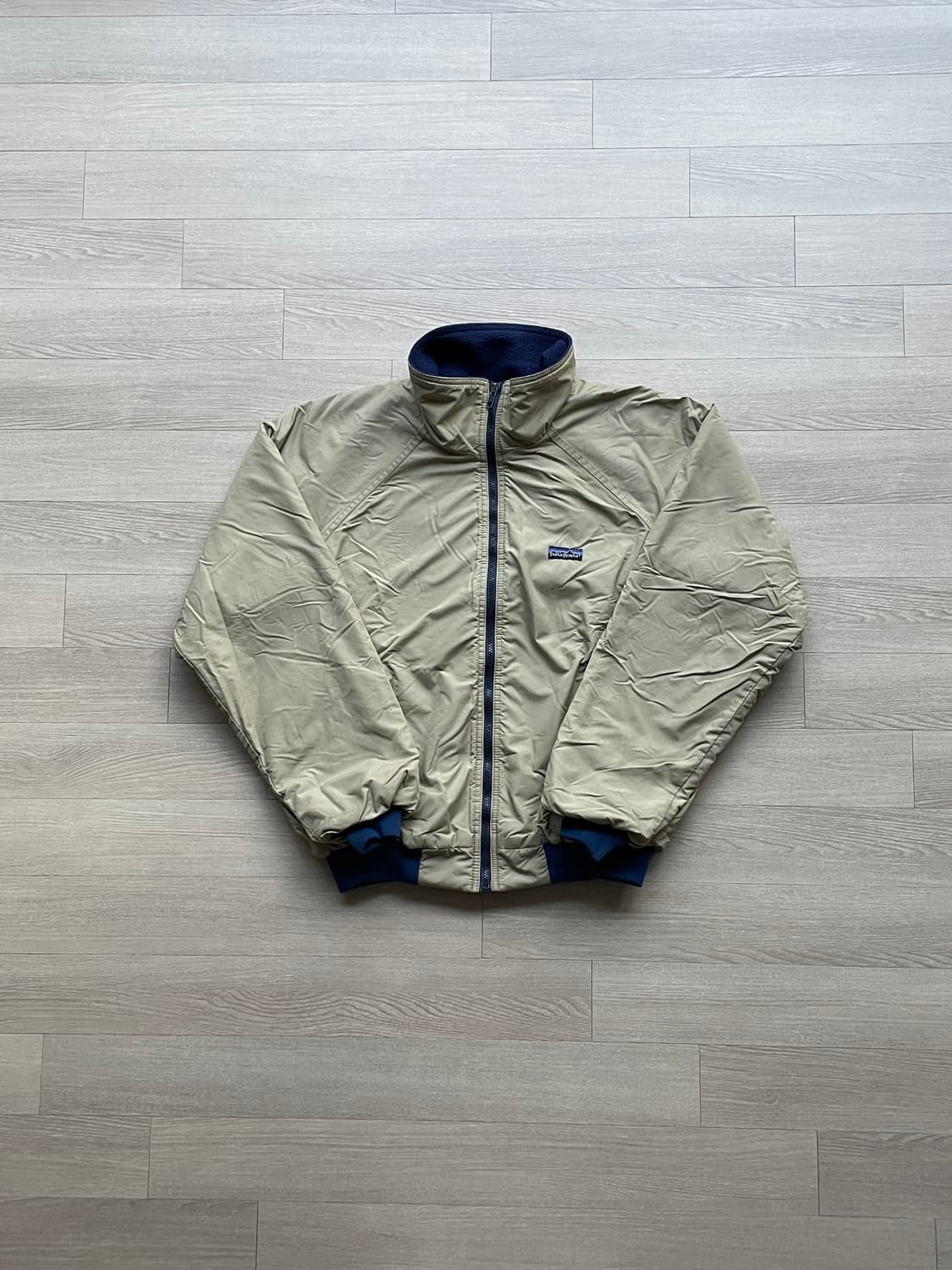 80s 파타고니아 쉘드 신칠라 베이지 네이비 봄버 자켓 rare usa 상품이미지1