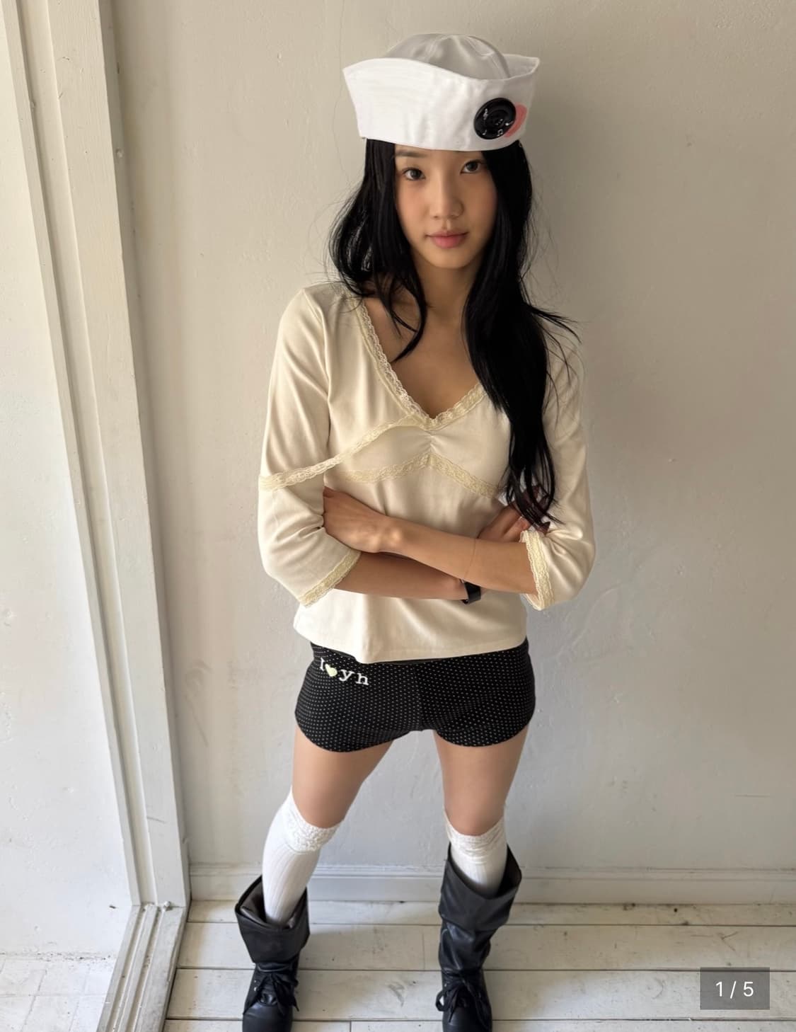 구해요)) 인앤양하모니 Lace top ivory 상품이미지1