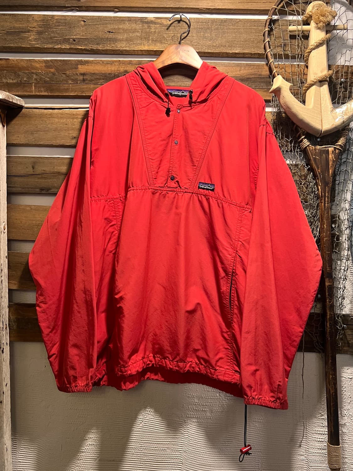 [L]90's 파타고니아 Made in USA 레드 풀오버 후드 자켓 상품이미지1