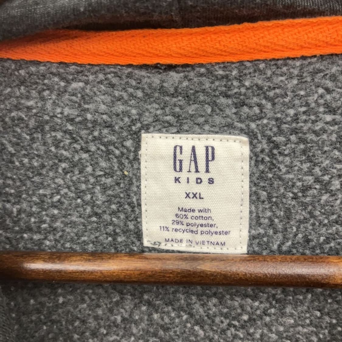 갭 올드스쿨 레트로 Y2K 오렌지 약기모 후드티 XXL C09433 상품이미지5