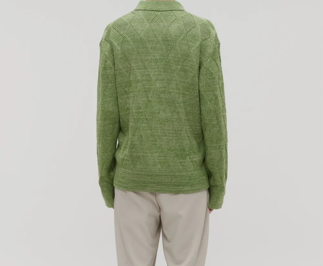 (새상품) 르마드 인타르시아 단추 카라 니트 그린 2사이즈 상품이미지4
