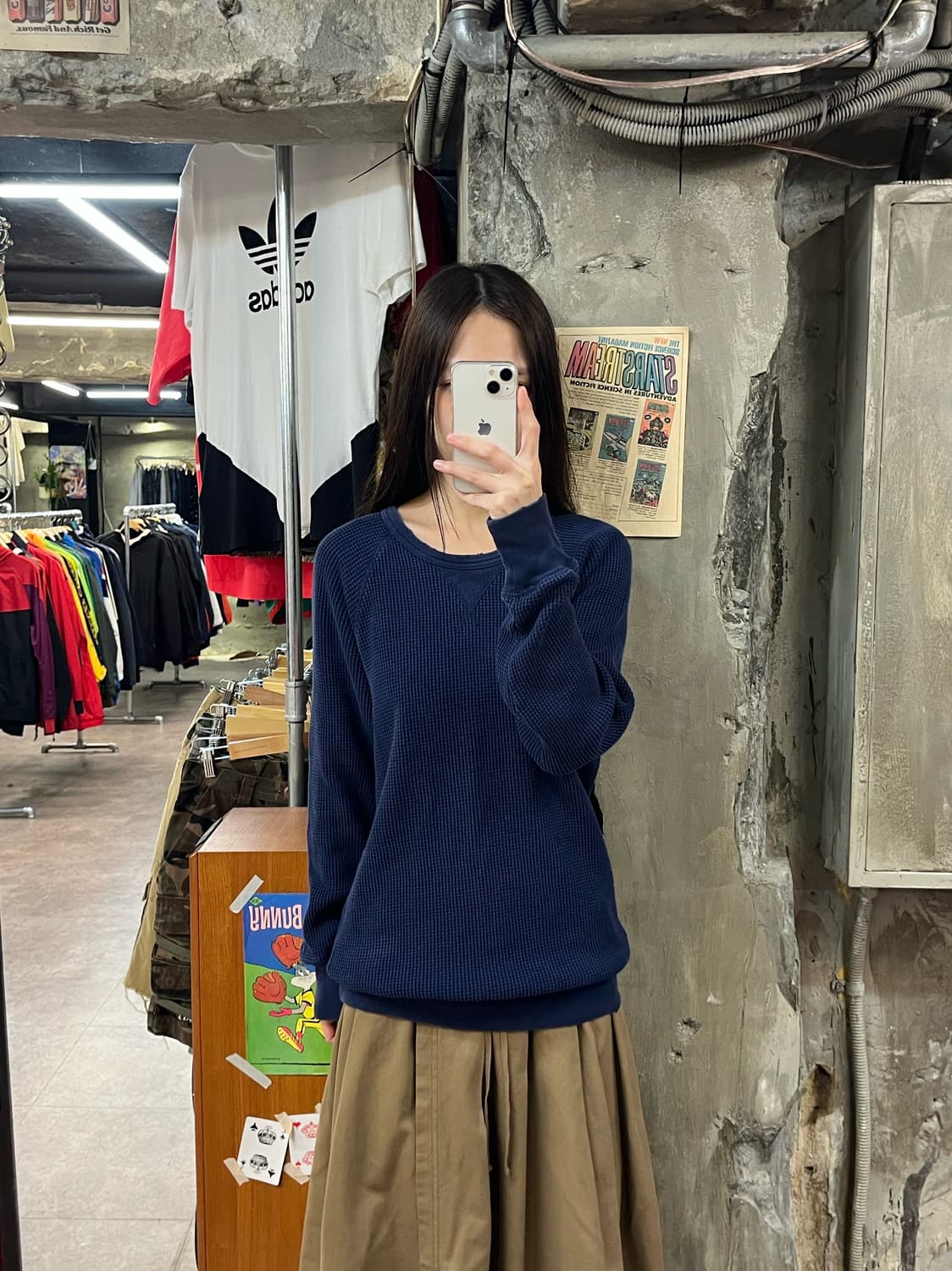 디젤 와플 긴팔티 네이비 XS #csz1286 상품이미지2