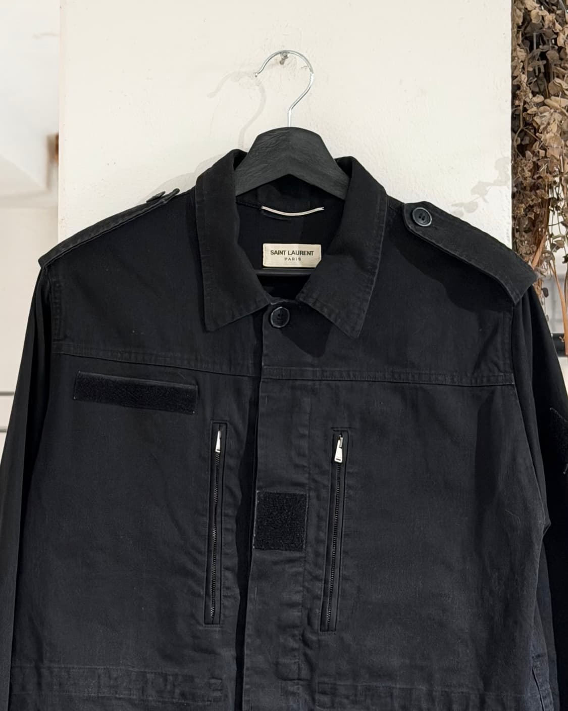 생로랑 블랙 선셋 자수 코튼 자켓 상품이미지5