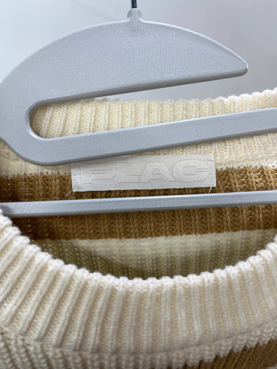 PLAC 플랙 스트라이프 라운드 넥 니트 베이지 Free사이즈 상품이미지3