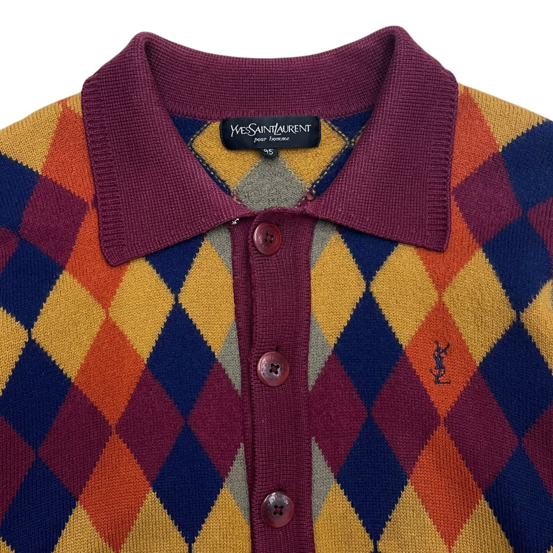 생로랑 멀티컬러 아가일 버튼 카라 니트가디건 95 상품이미지4