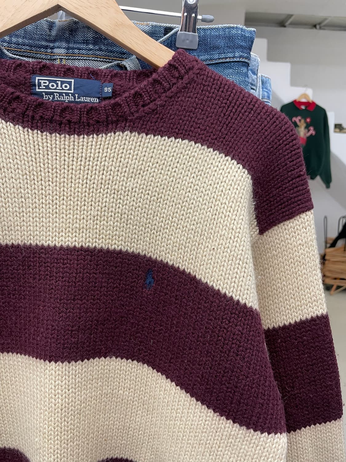 1990s PRL 폴로 랄프로렌 투톤 울 니트 상품이미지4