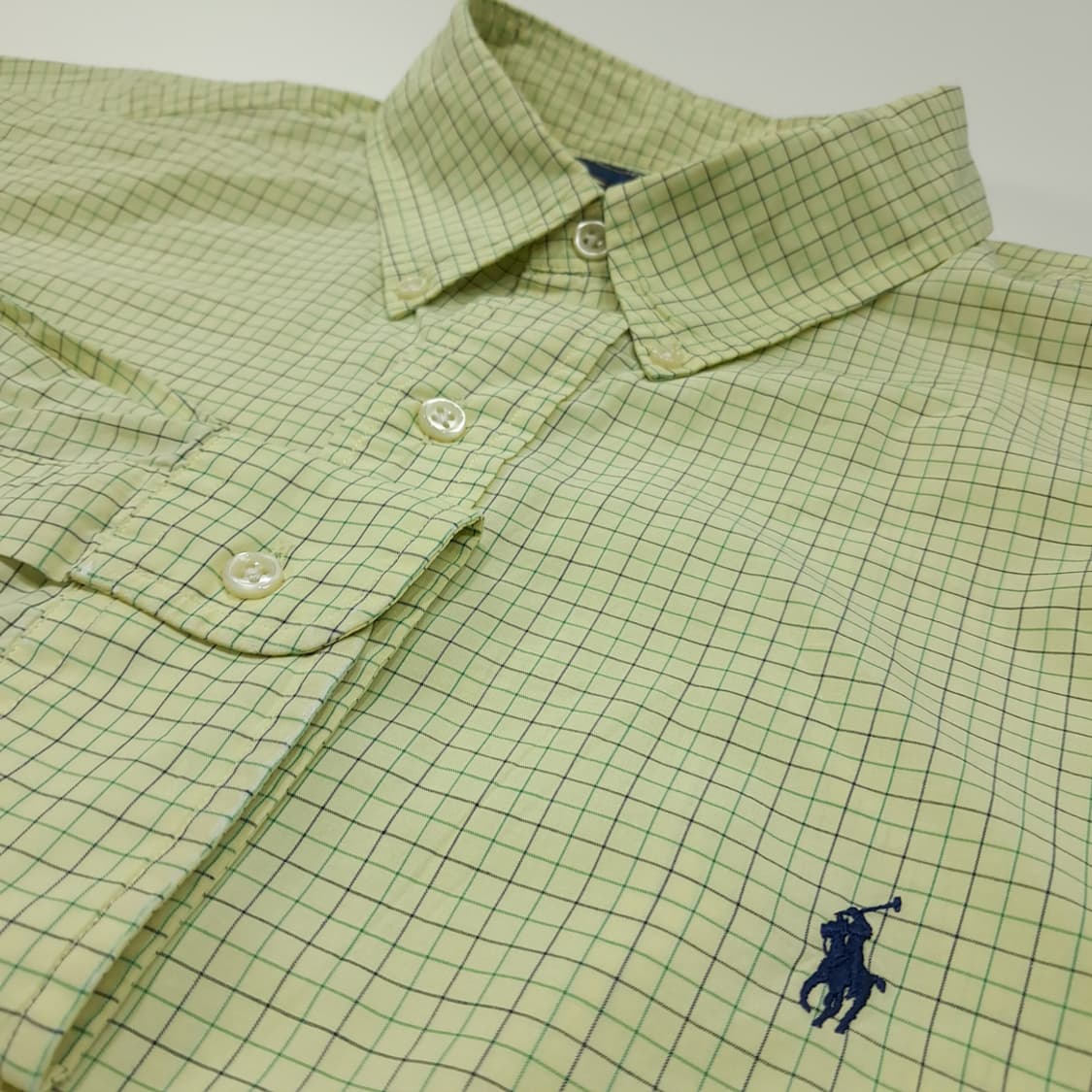CL775 2XL 폴로 90s 마이크로체크 버튼다운 옐로우 셔츠 남방 상품이미지4