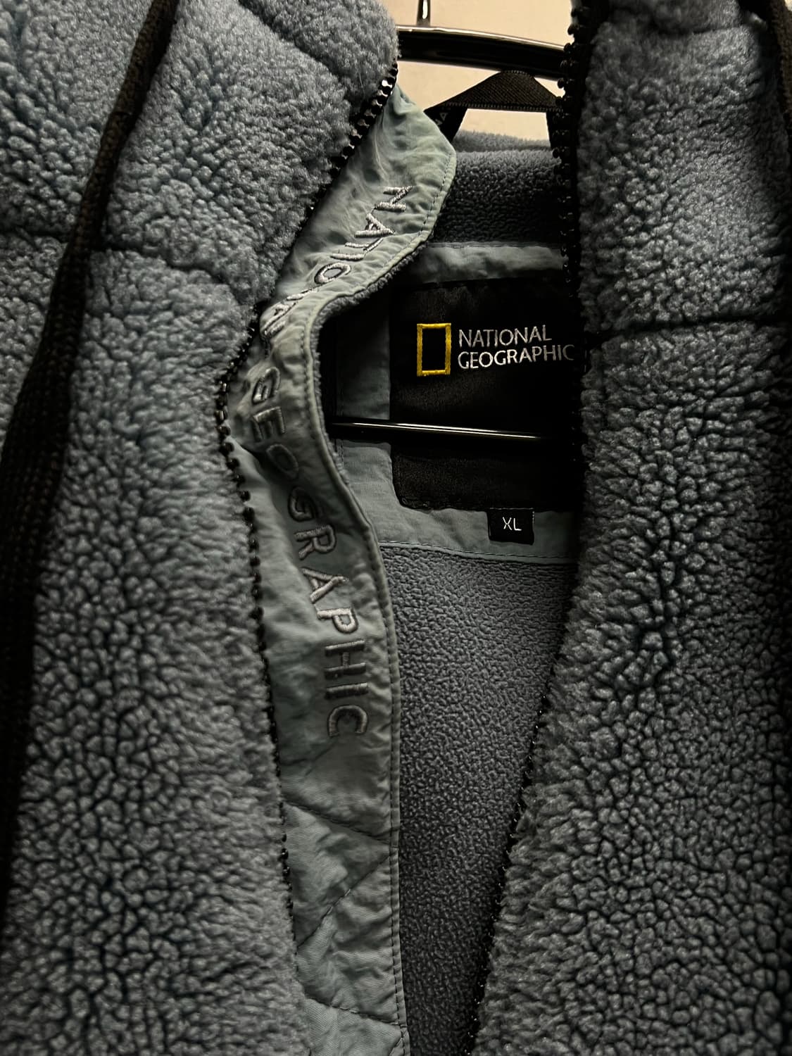 내셔널지오그래픽 양털 셰르파 뽀글이 후드집업 블루그레이 상품이미지4