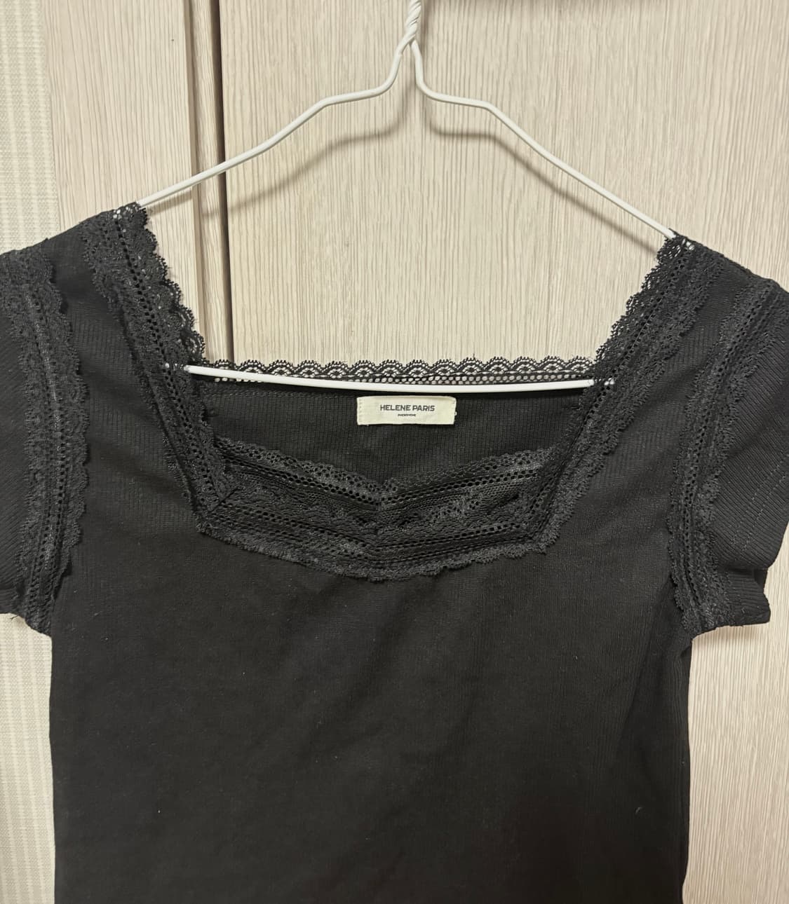 헬레네파리스 스퀘어 레이스 크롭 티셔츠 블랙 판매합니다 상품이미지4