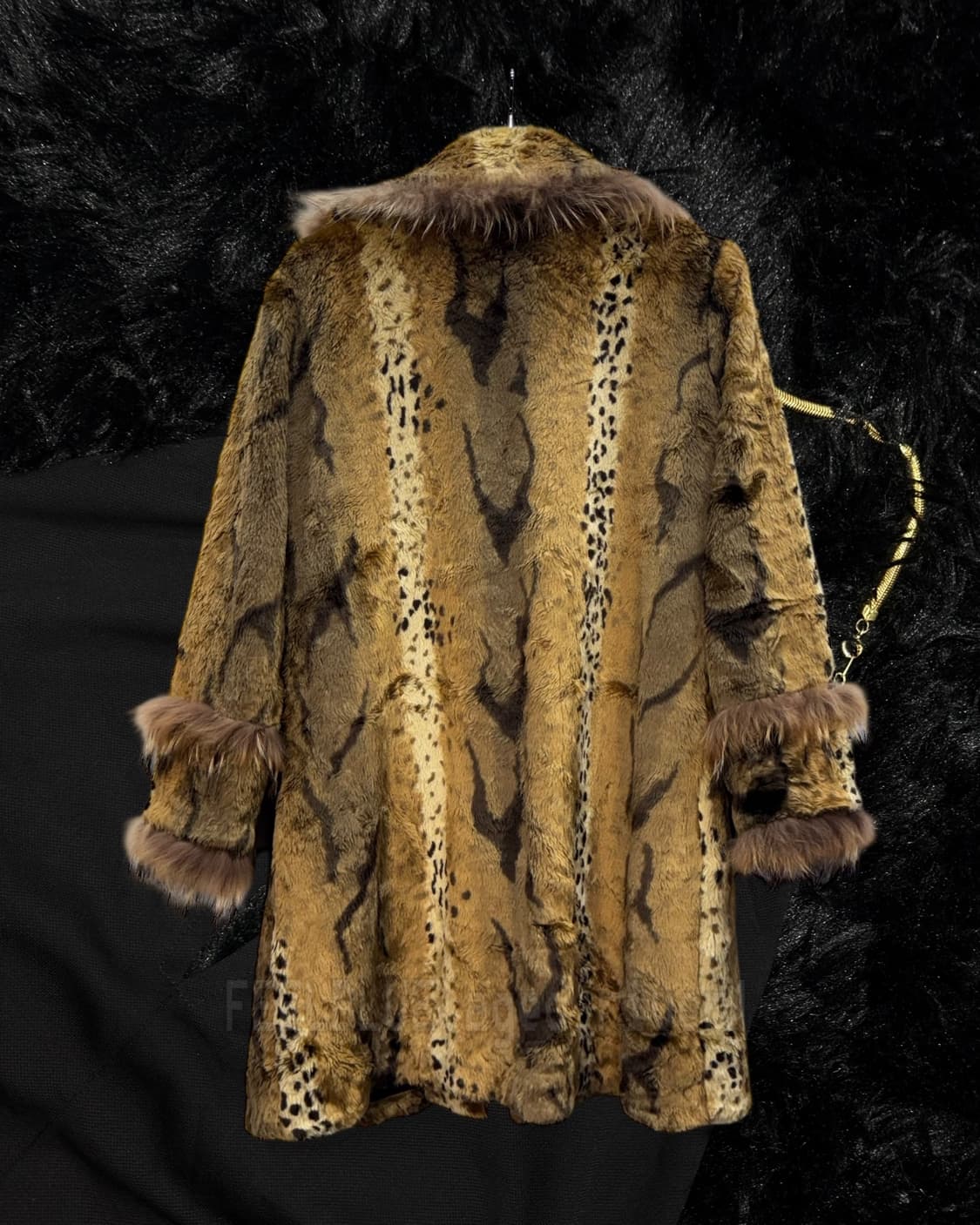 Halter Slip Top Leopard Fur Coat 2pcs 상품이미지10