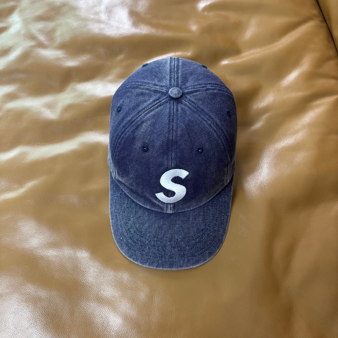 Supreme 슈프림 피그먼트 워시드 네이비 S로고 6패널 볼캡 모자 상품이미지5