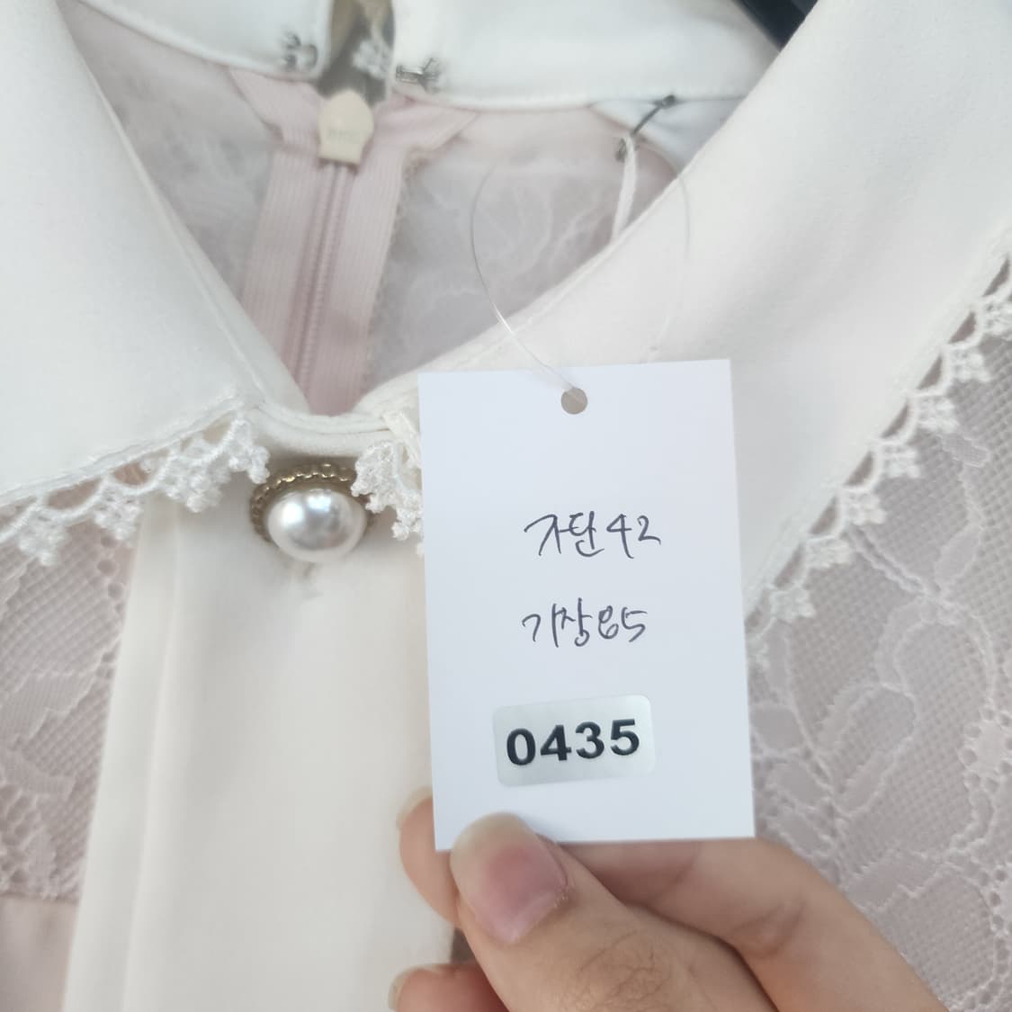 지고트 레이스 카라 리본 반팔 원피스 상품이미지10