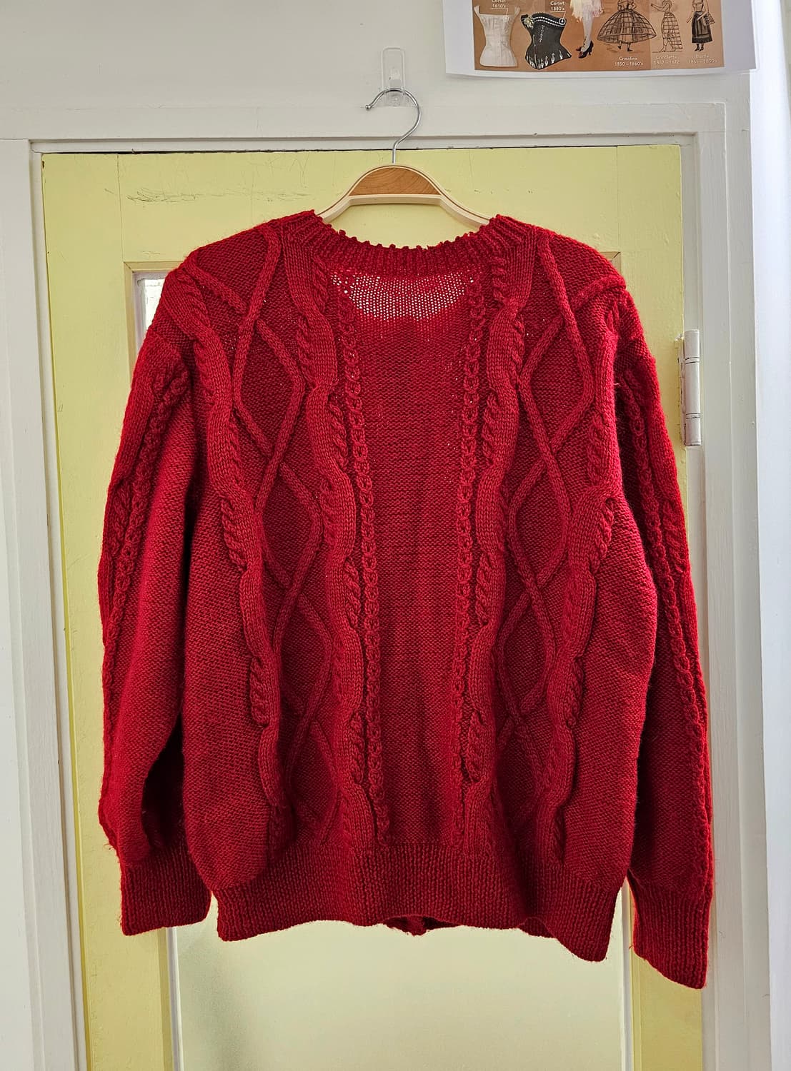 Europe 레드 꽈배기 니트 울 가디건 상품이미지6