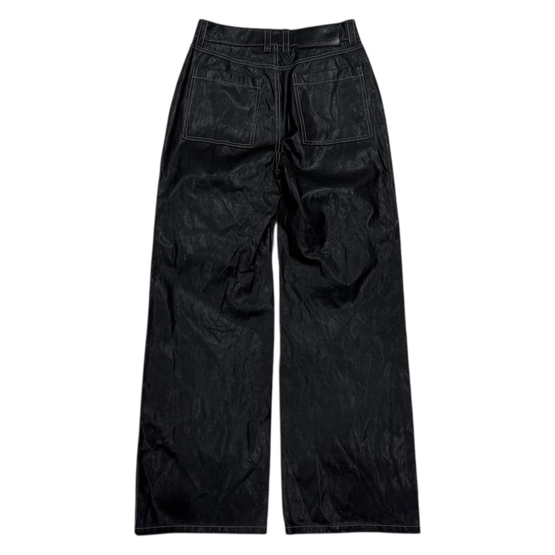 인사일런스 우먼 포우 레더 와이드 팬츠 블랙 S 상품이미지3