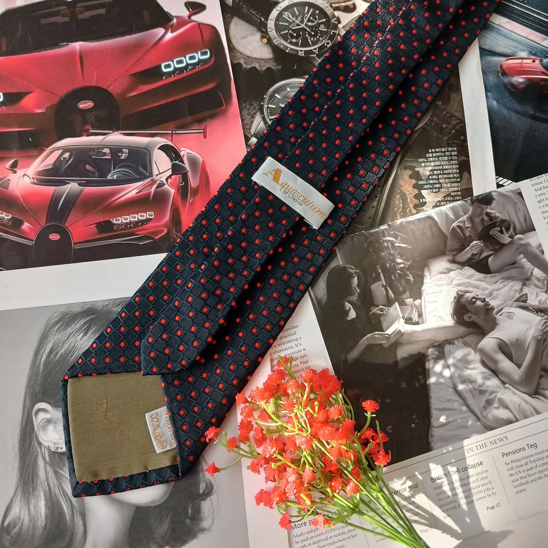 아쿠아스큐텀 실크 네이비 도트 넥타이 9.7cm A+등급 A19322
 상품이미지6