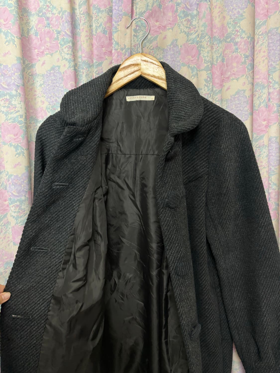 둥근 카라 차콜 롱 코트 상품이미지9