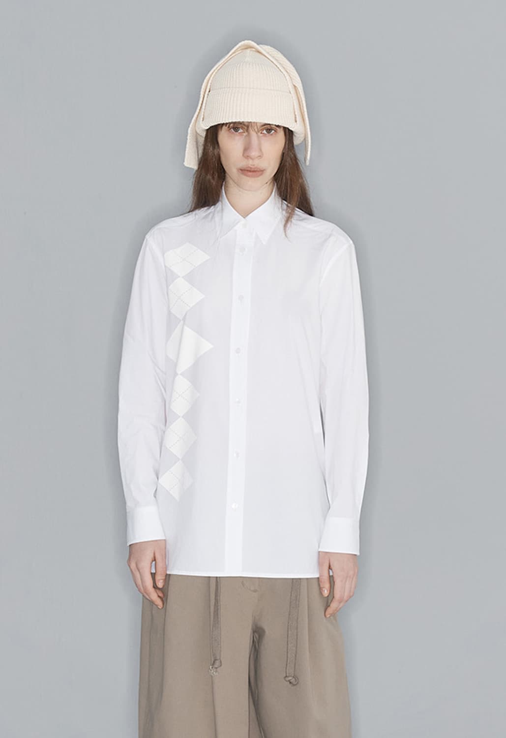 오픈와이와이 아가일 버튼 다운 셔츠 화이트 상품이미지1