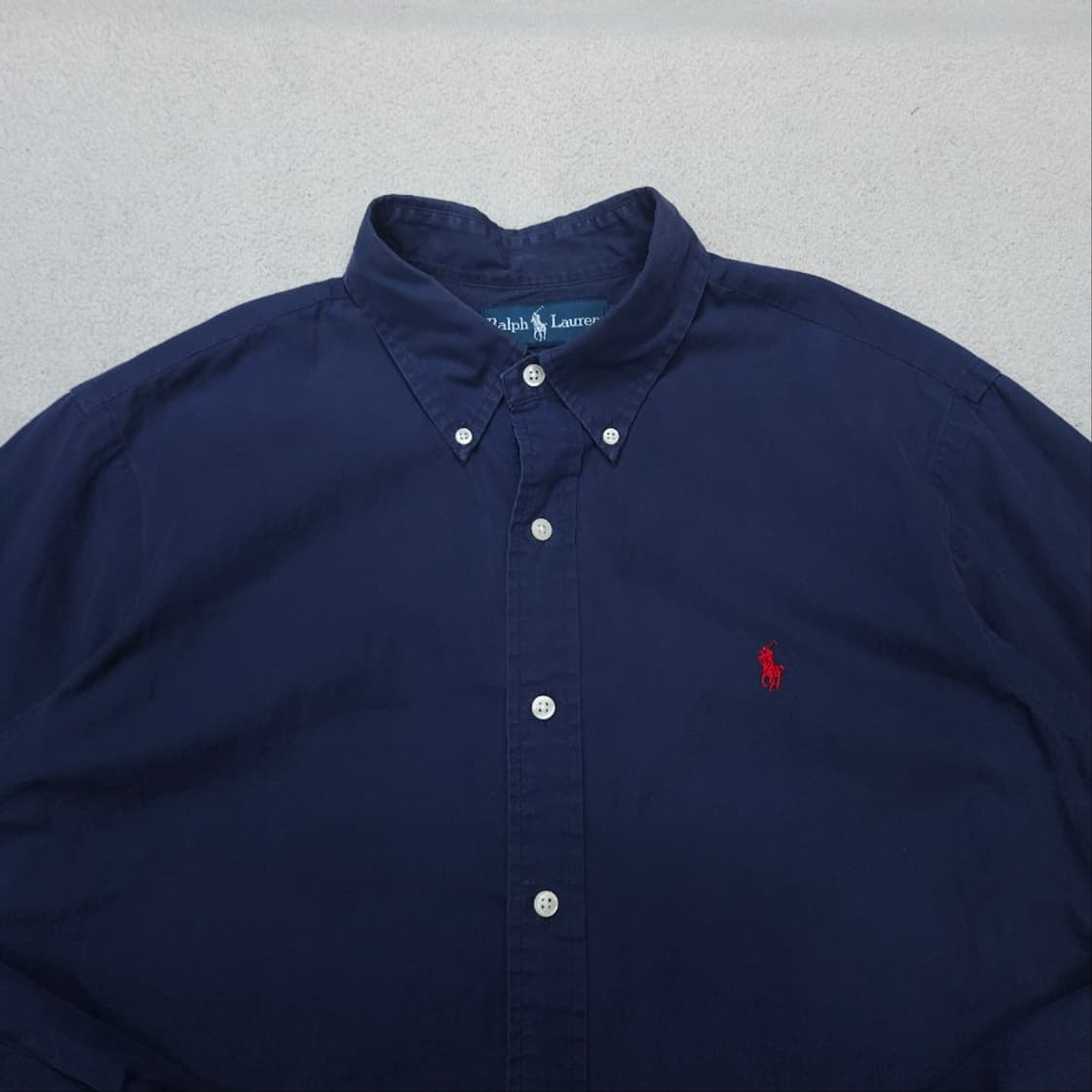 폴로 랄프 로렌 솔리드 셔츠 L 네이비 커스텀핏 상품이미지2