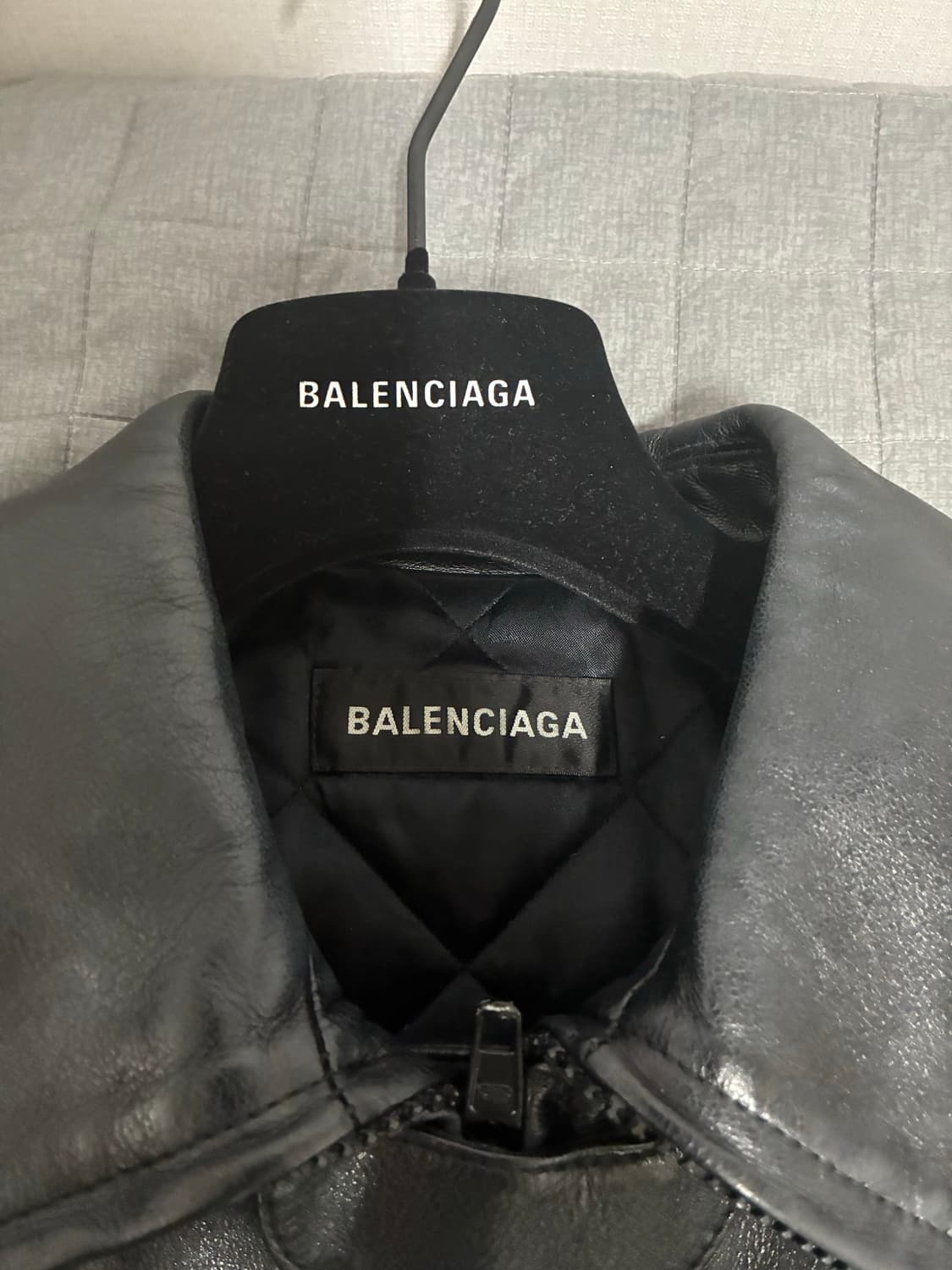 [46] 발렌시아가 로고 버팔로 레더 바이커 가죽 자켓 상품이미지4