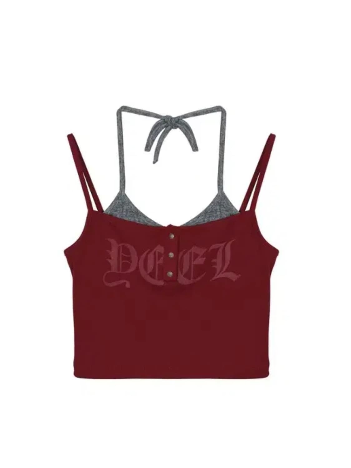 Y.e.e.l 와이이이엘 로고 홀터넥 슬리브 레드 상품이미지1