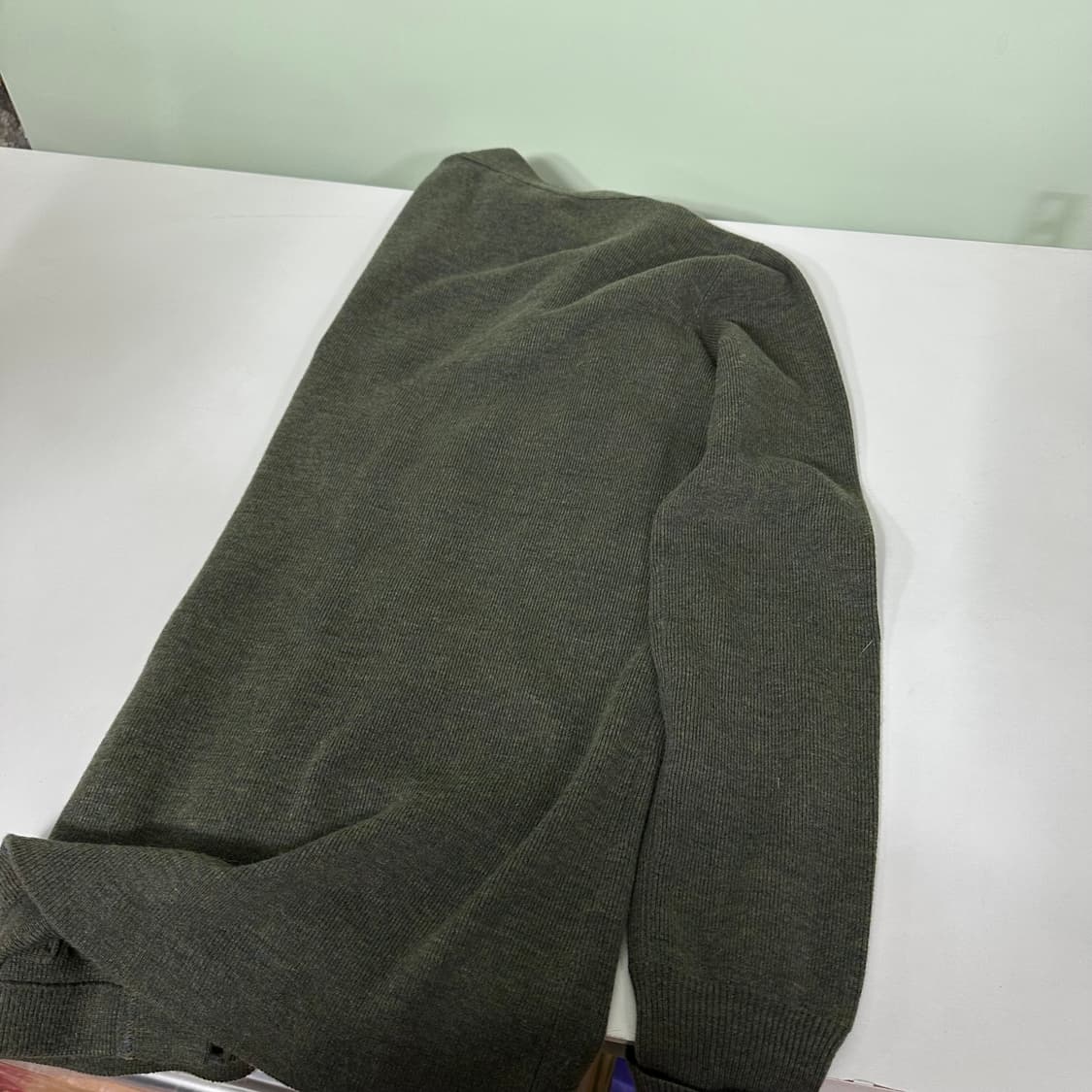 우먼M-L 폴로 랄프로렌 카키 염소가죽패치 메리노울 가디건 상품이미지5