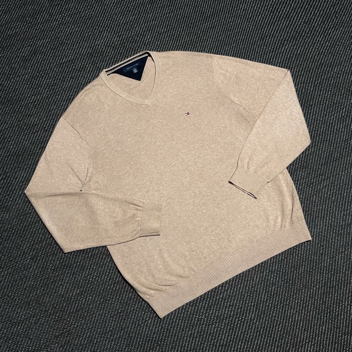 [XL] Tommy 타미힐피거 베이지 코튼 브이넥 니트 상품이미지2