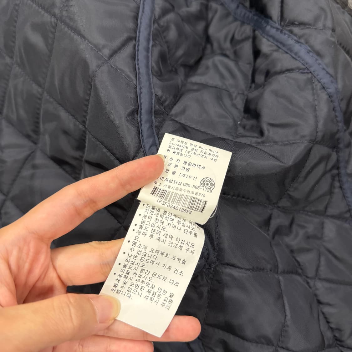 폴로 진스 네이비 코듀로이 골지 카라 얇 경량 퀄팅 패딩  상품이미지5