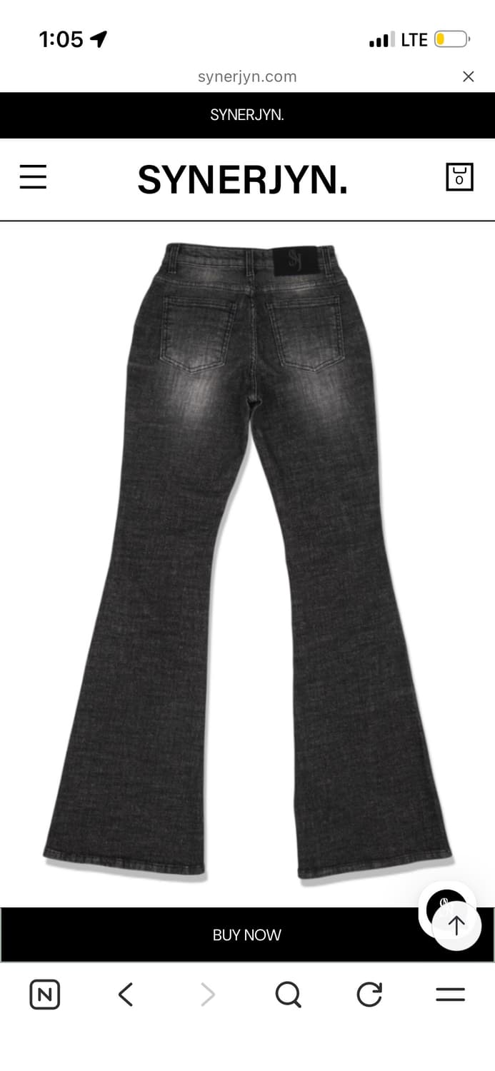 시너진 캣워싱 데님 팬츠 블랙 (장원영 착용) 상품이미지3