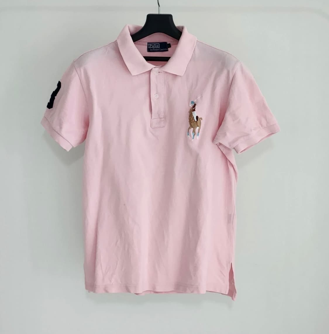 정품 폴로랄프로렌 빅포니 연핑크 카라 반팔티 L 상품이미지1