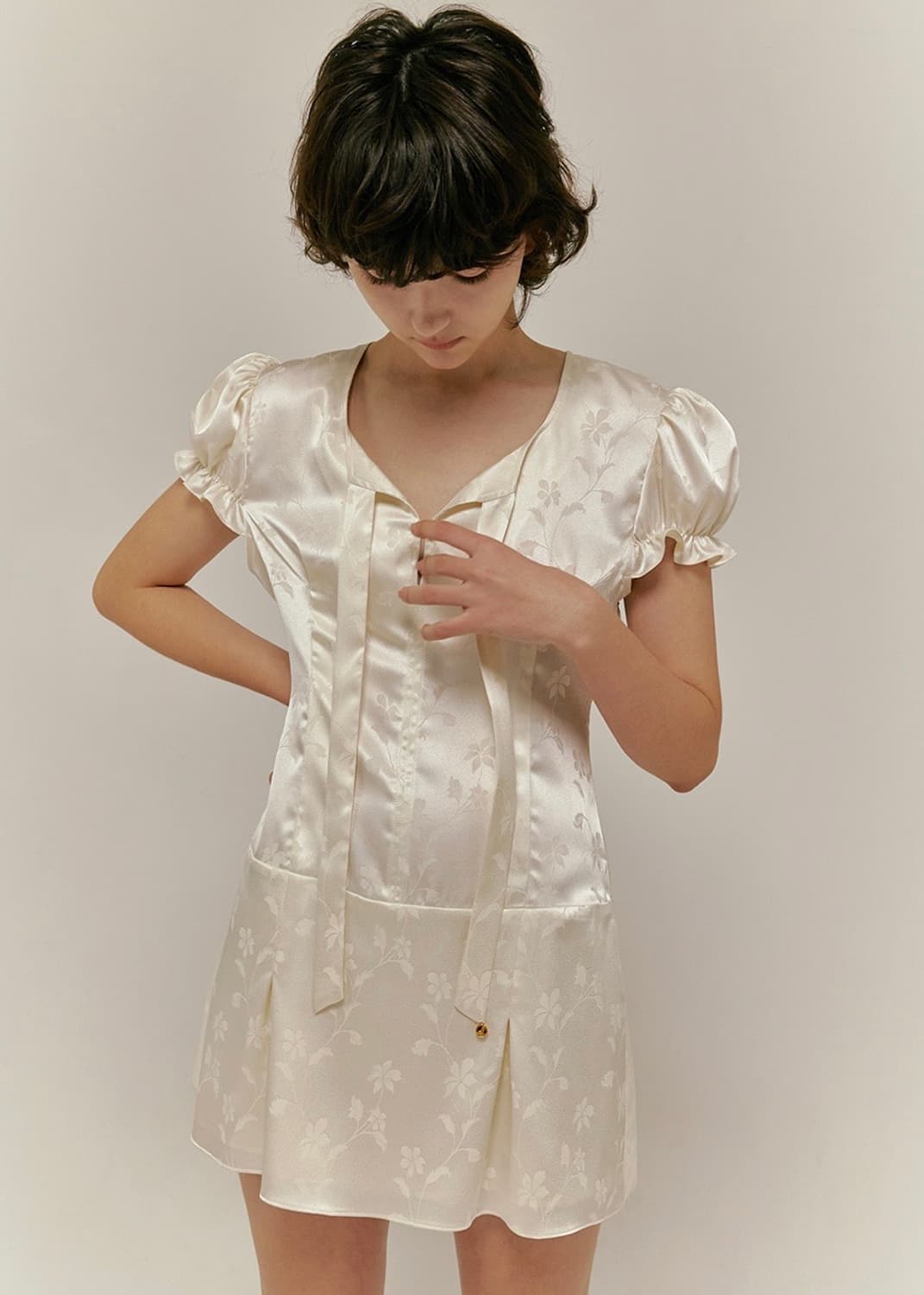 오버듀플레어 자카드 타이 원피스 jacquard tie ops 상품이미지1