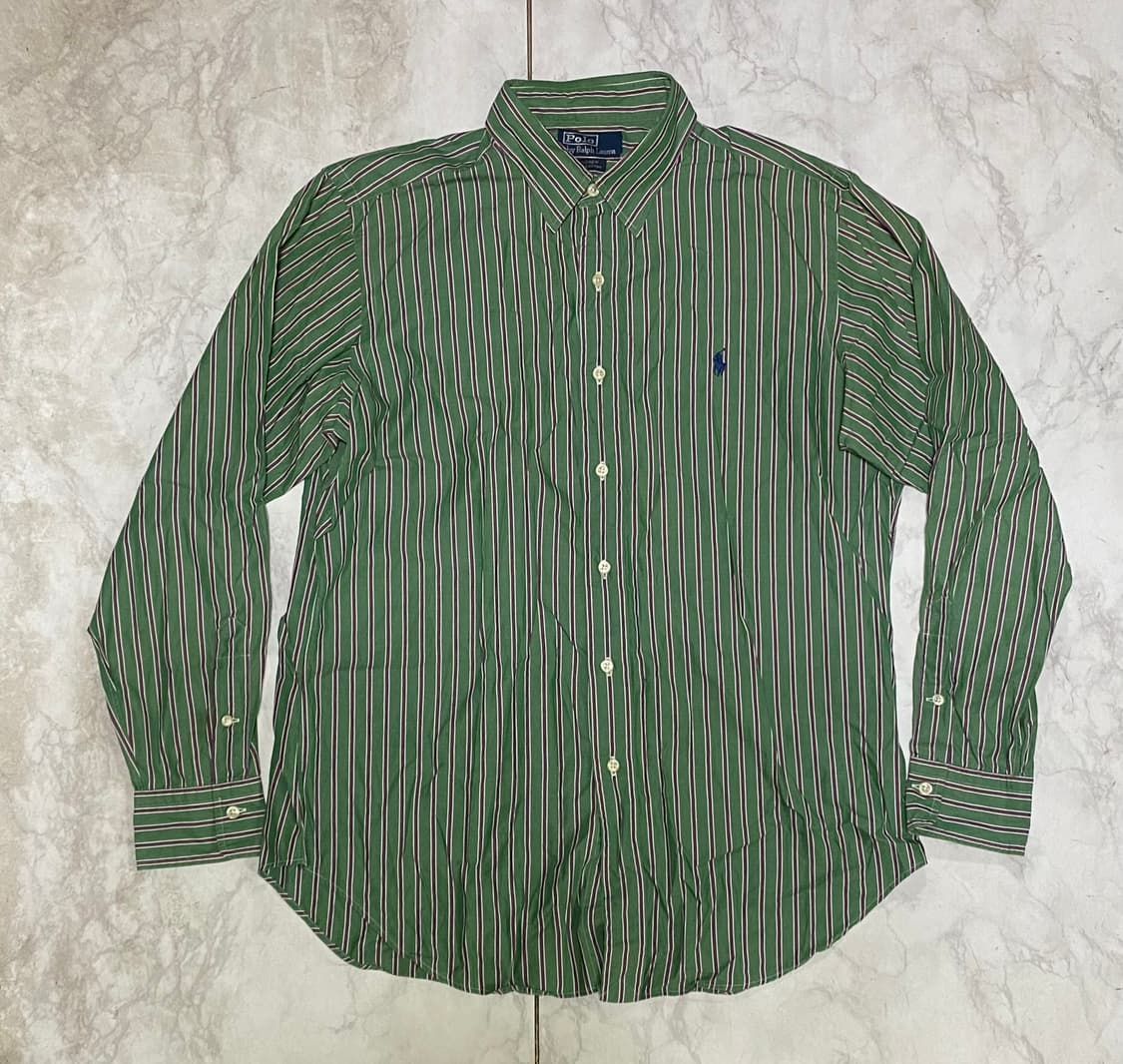 폴로 스트라이프 그린셔츠 105~110 상품이미지1