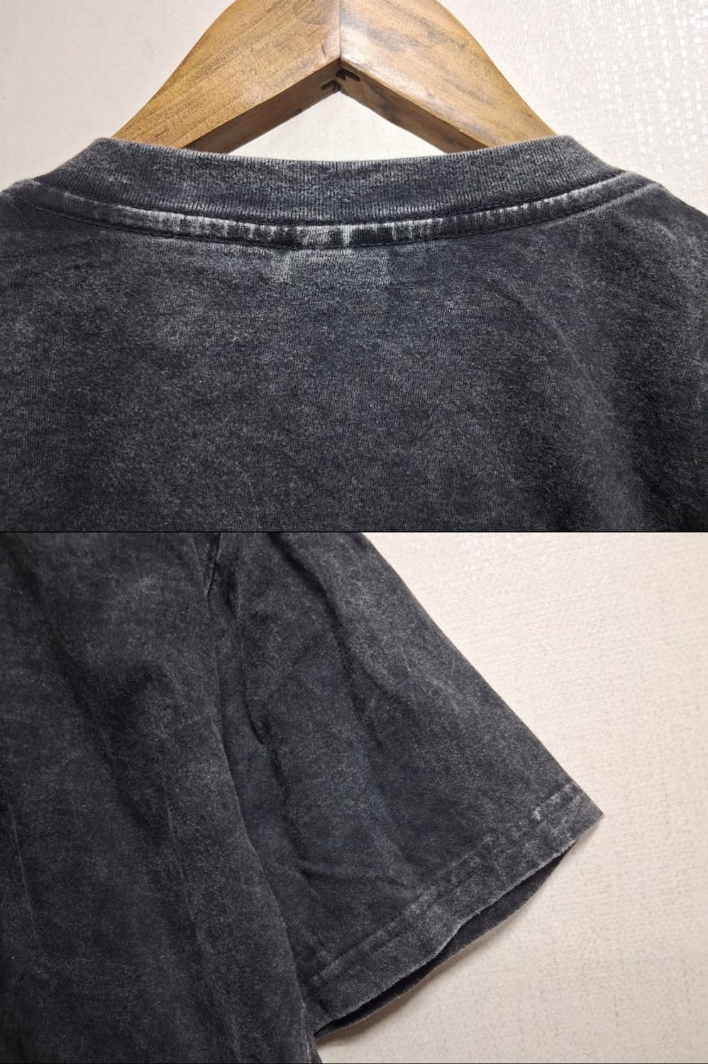 페이디드 차콜(먹색) 먹물 워싱 미니 케릭터 티셔츠XL 상품이미지6