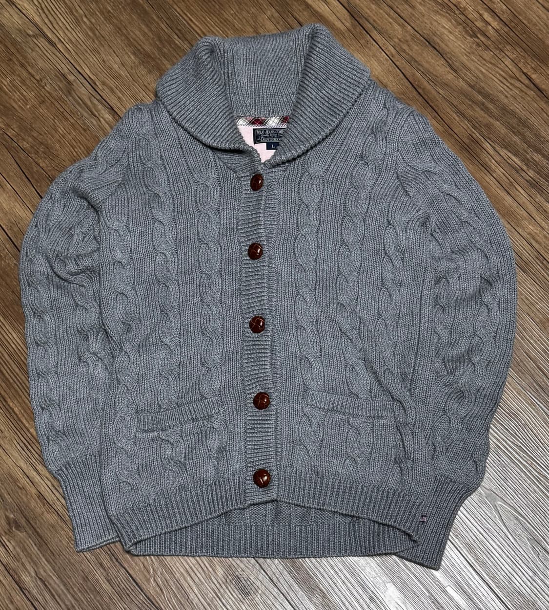 폴로 진스 컴퍼니 슬림핏 캐시미어 면 혼방 숄카라 가디건 상품이미지2