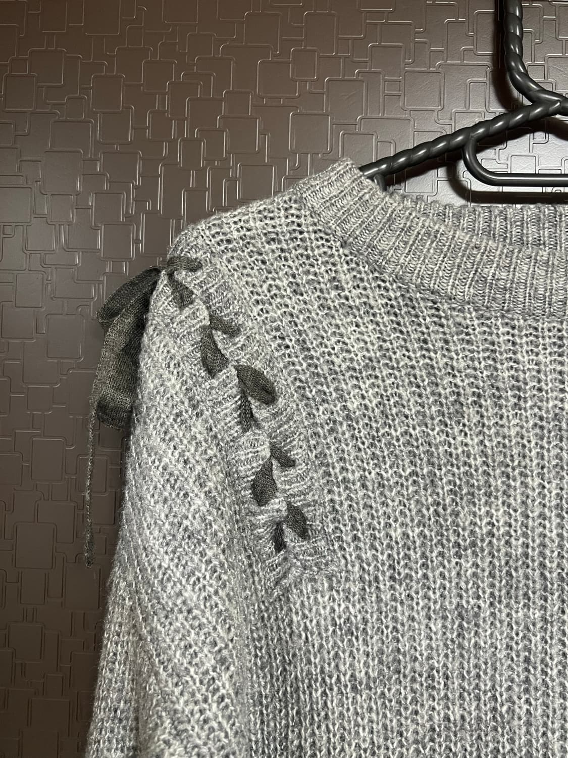 빈티지 아일렛 디테일 회색 니트원피스 L 상품이미지2