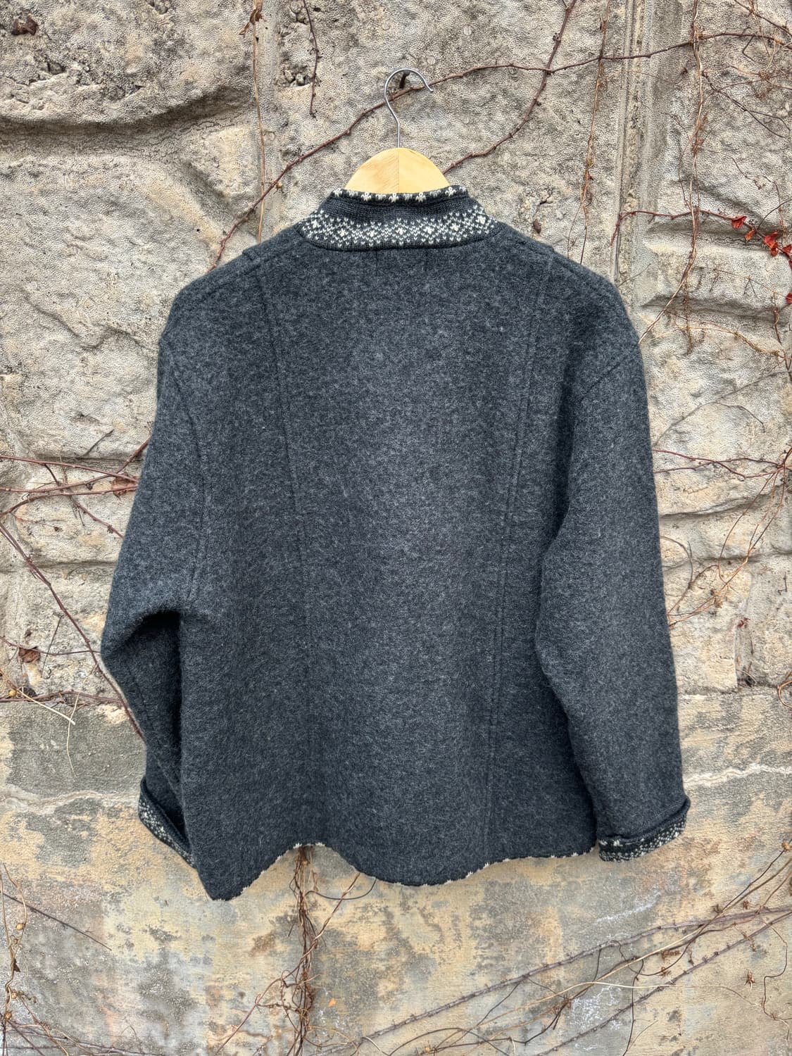 아이슬랜딕 빈티지 니트 자수 패턴 울 자켓 그레이 xl 상품이미지2