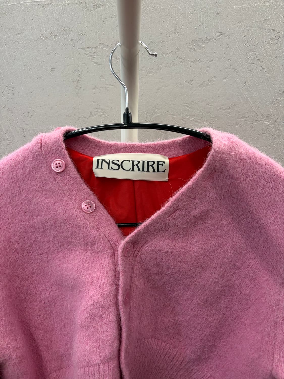 일본 디자이너 브랜드 INSCRIRE 핑크 크롭 가디건 M 상품이미지3