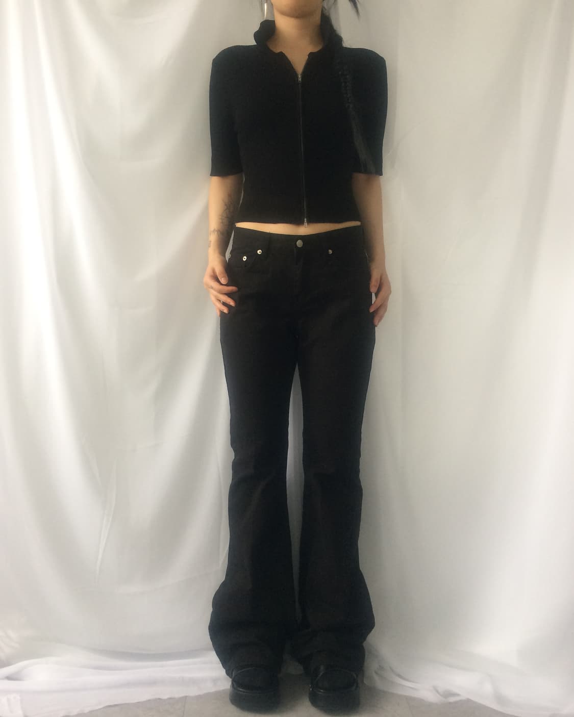 Ribbed crop zip up 상품이미지1