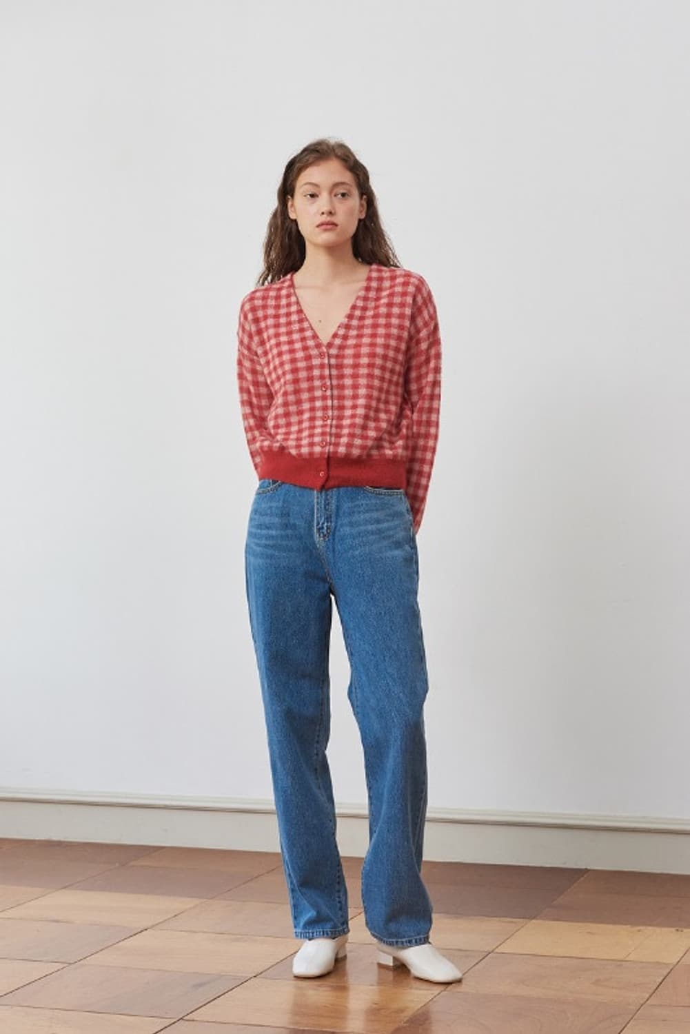 유라고 체크 가디건 상품이미지2