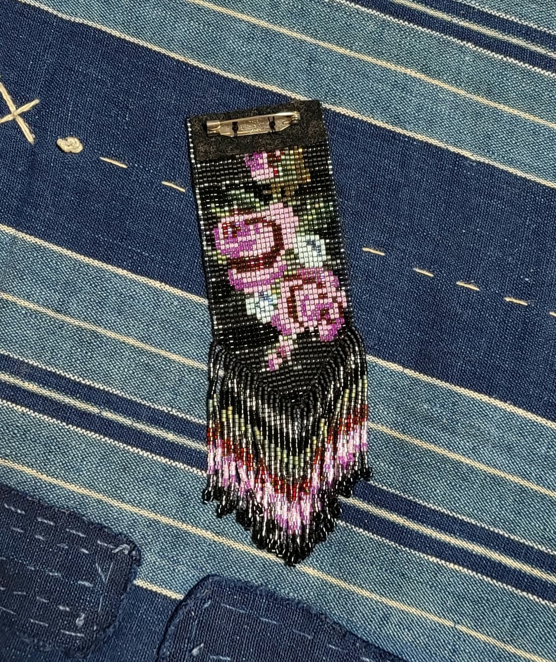 일본 빈티지 장미 비즈 브로치(14.5cm) 상품이미지6