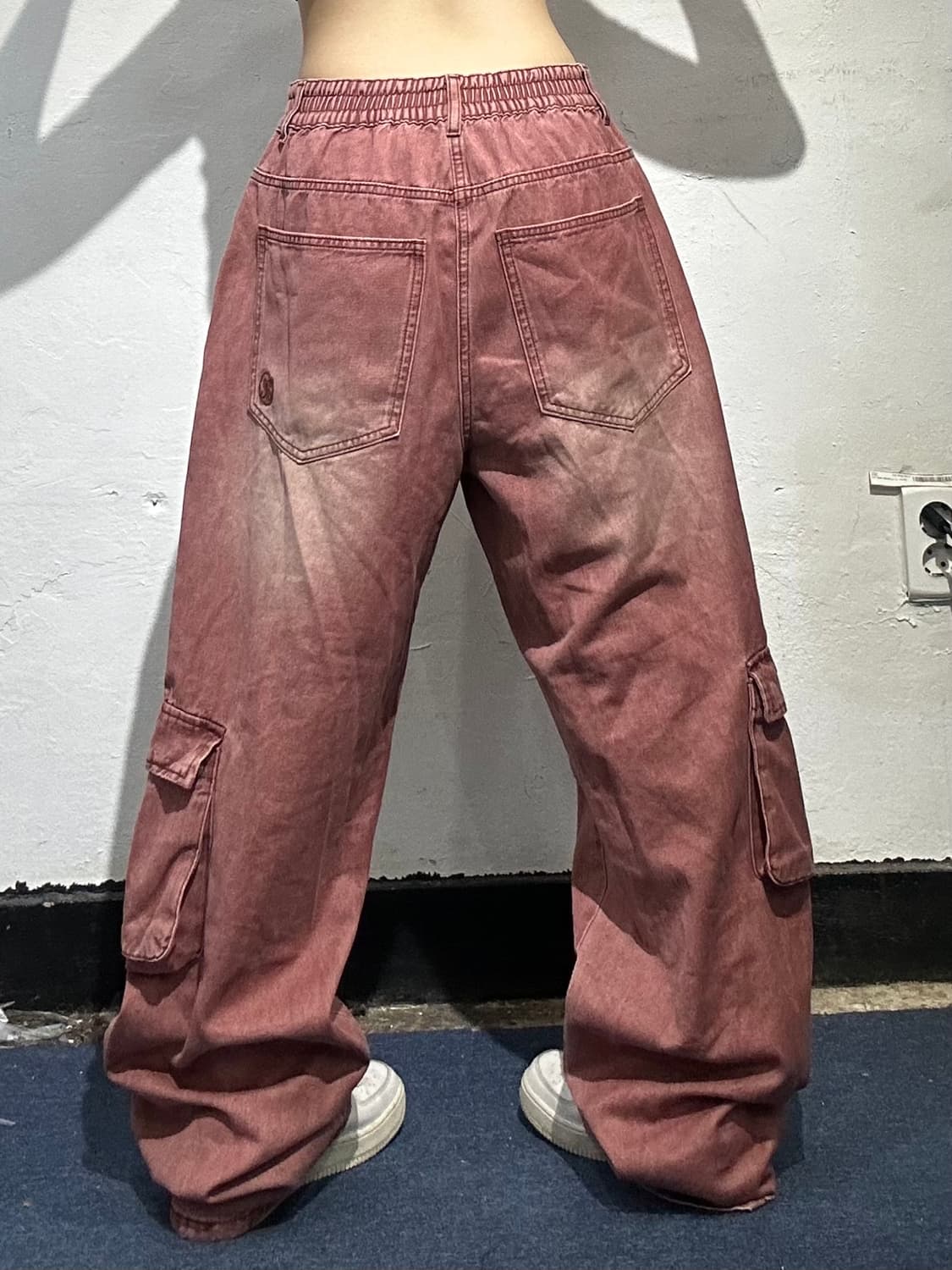 빈티지 버건디 카고 데님 팬츠 M 상품이미지3