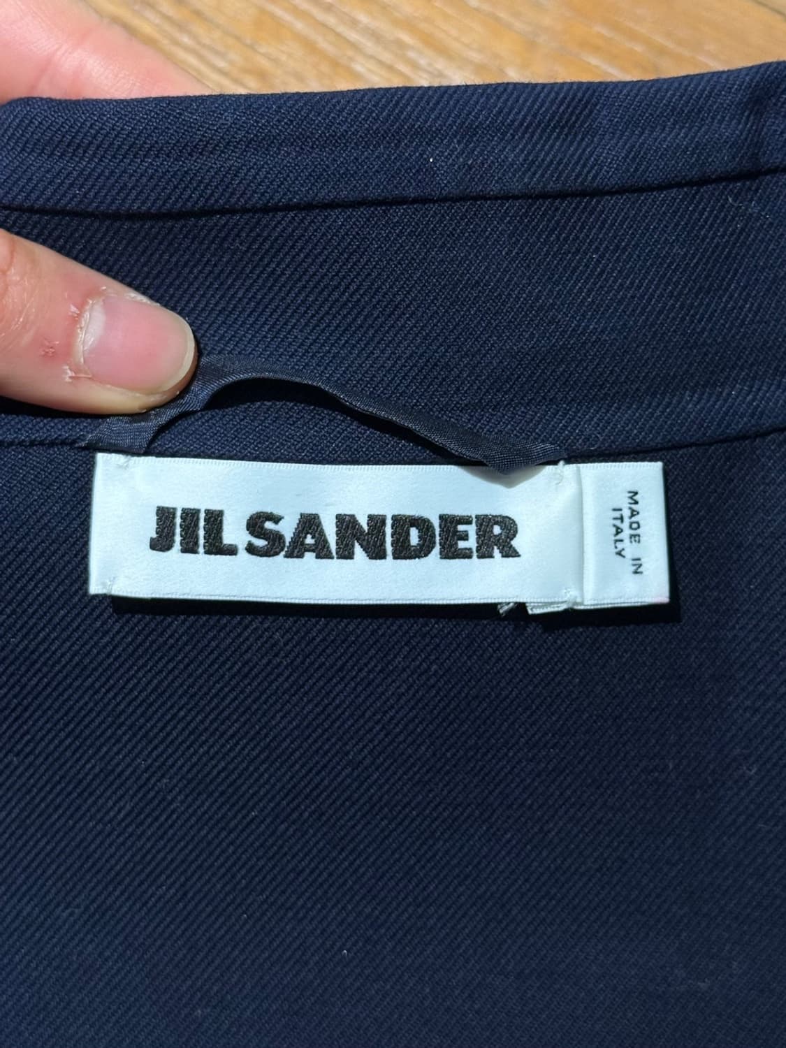 질샌더 네이비 와이드 슬리브 싱글 롱 코트 상품이미지8